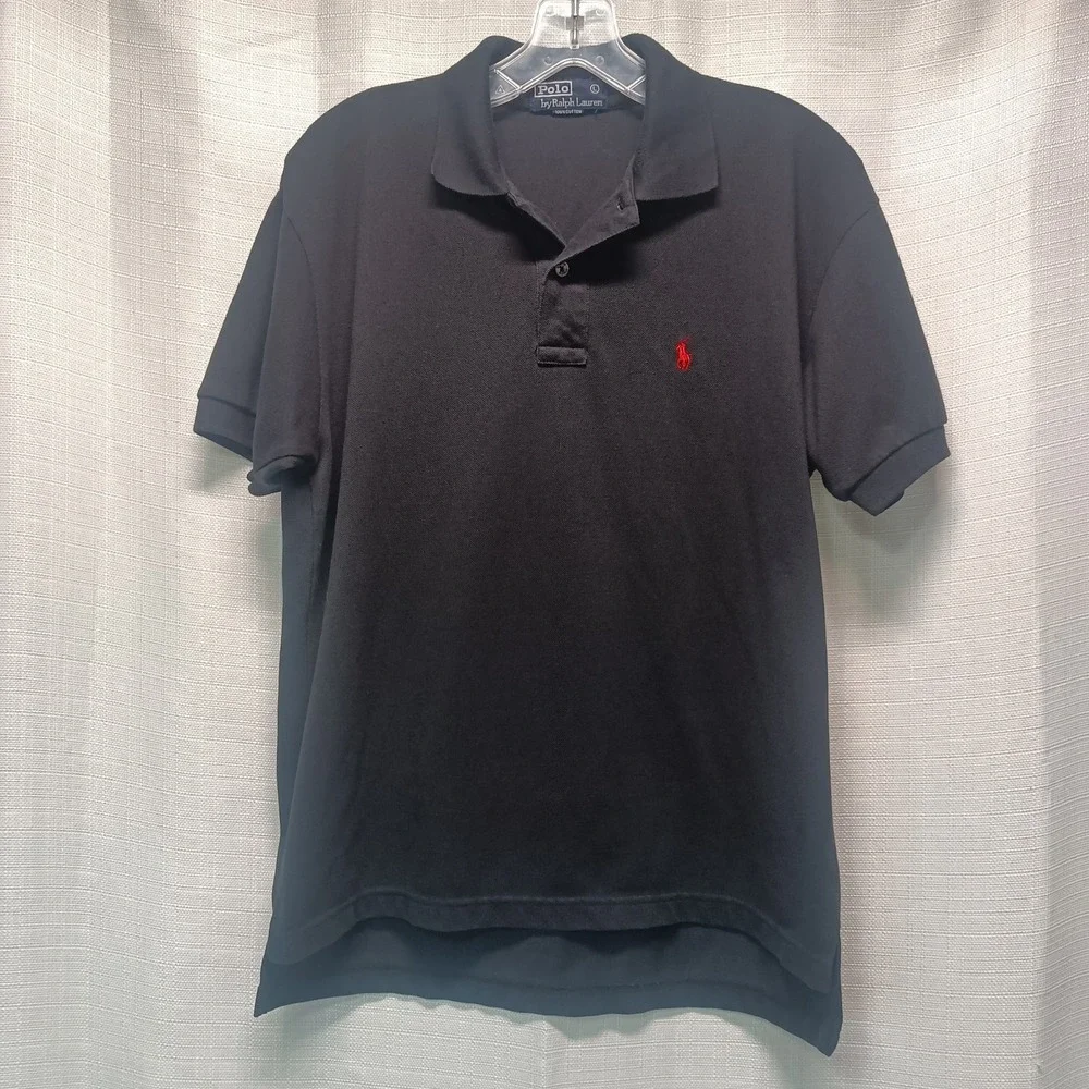 Polo Ralph Lauren Men's‎ L Black Classic Fit Polo Red Pony Embroidered Shirt